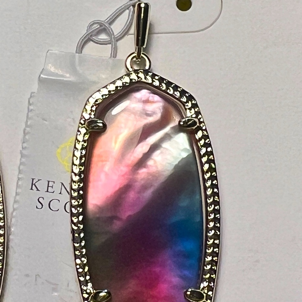 NWT Kendra Scott Elle Earrings Watercolor Pearl & Yellow Gold Best Stones W😊W! - Picture 5 of 7